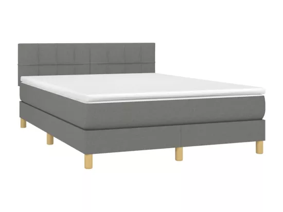 Sommier tapissier et matelas et LED Gris foncé 140x190 cm Tissu