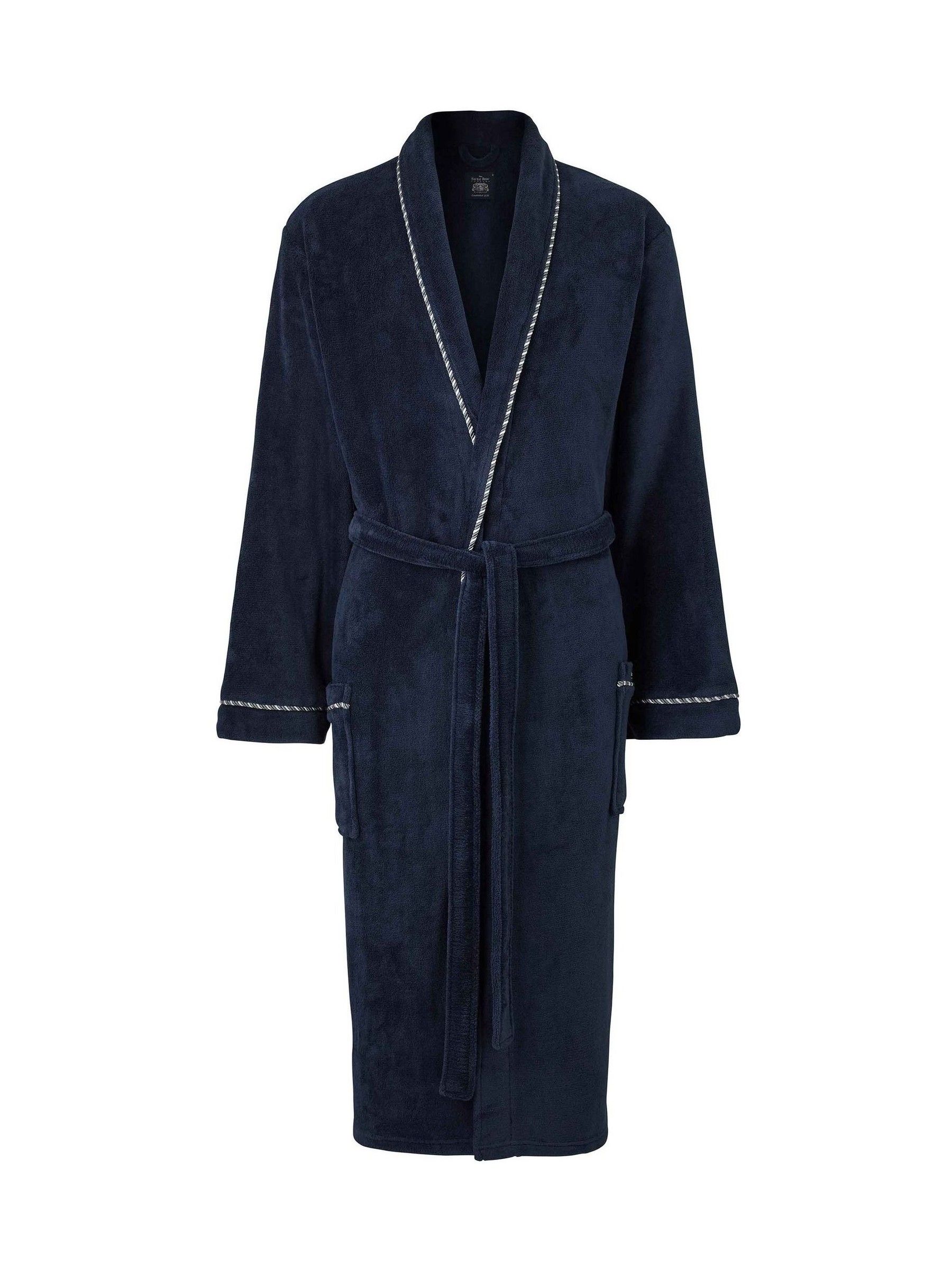 Savile Row Company Blue Lightweight Soft Fleece Rope Edge Dressing Gown