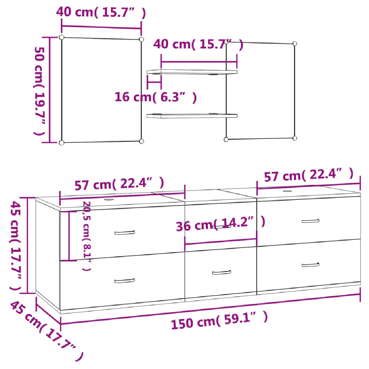 VidaXL Ensemble Salle de Bain 5 Pièces Chêne