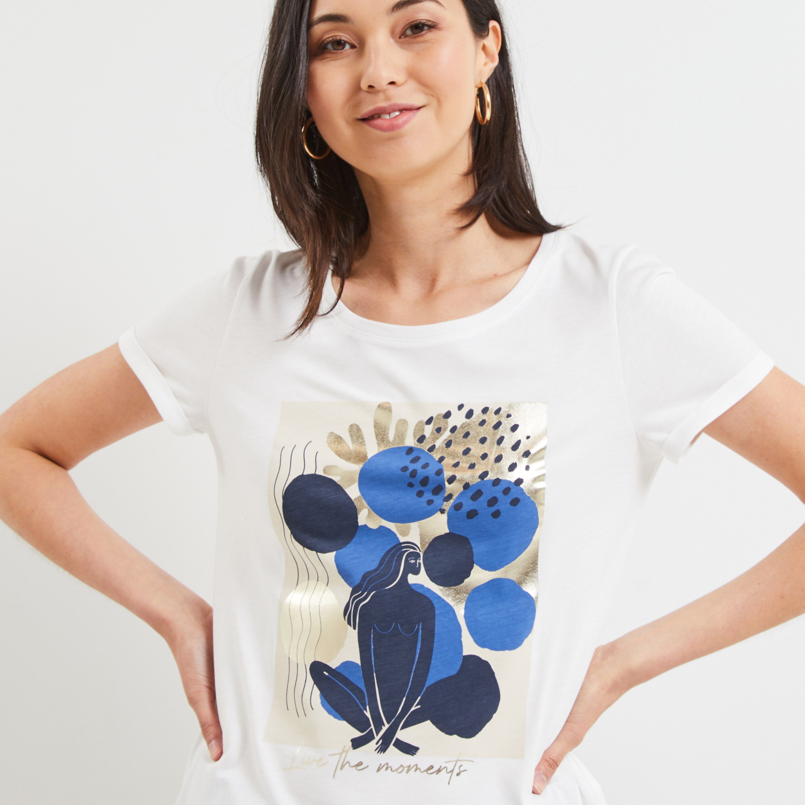 Tshirt print femme - BLANC CASSE