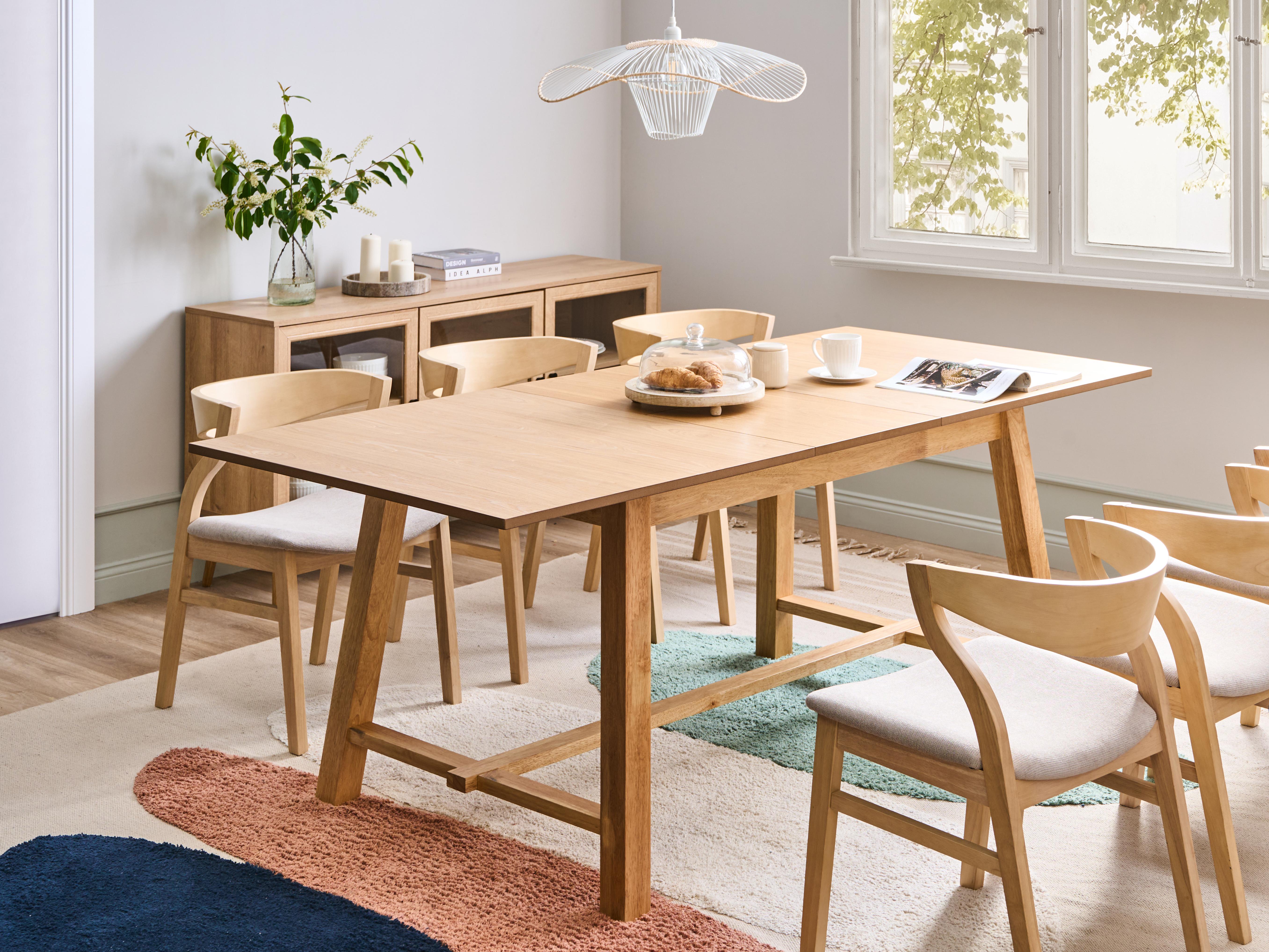 Eettafel uitschuifbaar BARNES Licht essenhout 90 cm 160/200 cm