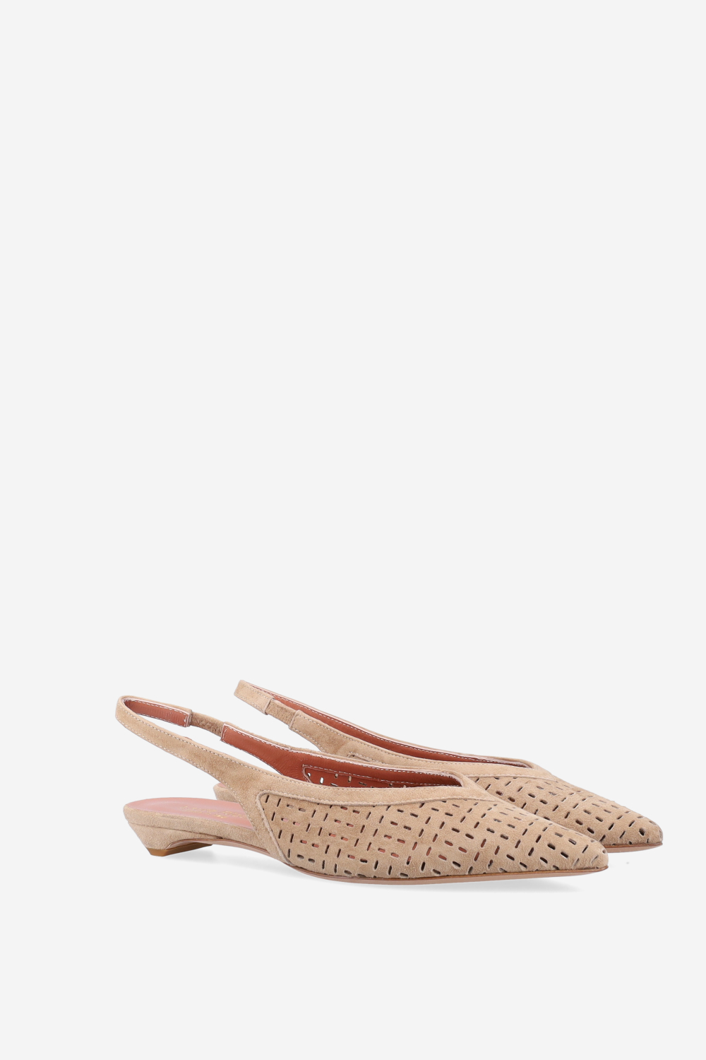 Perforated suede slingbacks