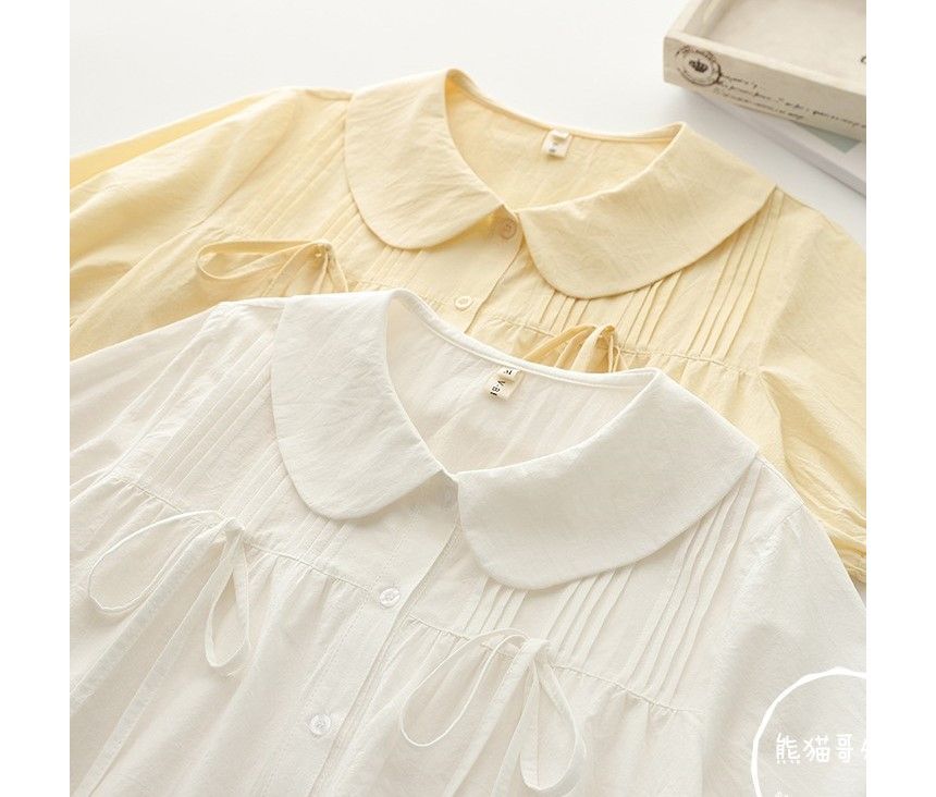 PANDAGO - Babydoll-blouse met korte mouwen en effen kleur