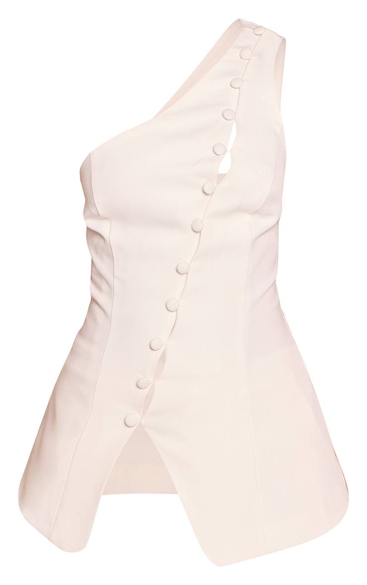 Blanc Gilet Sans Manches Ajusté Tissé Petite Taille Avec Encolure Boutonnée