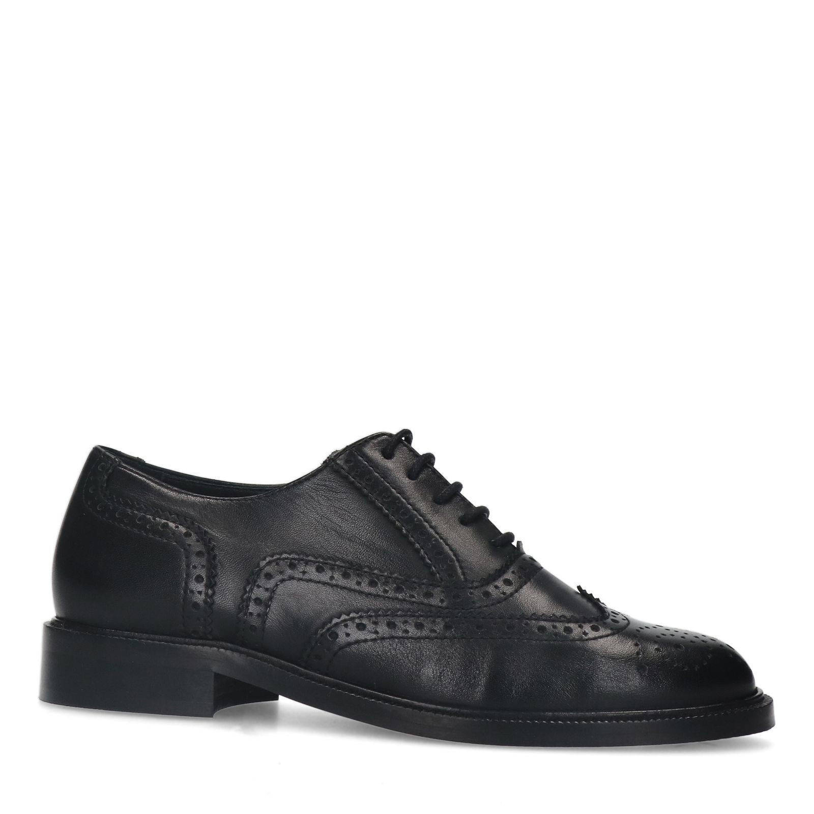 Manfield leren veterschoenen zwart