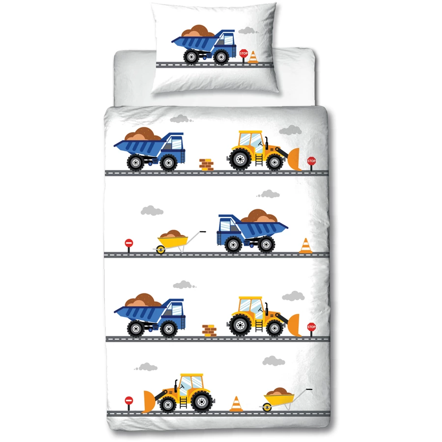 Traumhelden Bettwäsche Kinder-Bettwäsche, Flanell, 40x60 + 100x135 cm Bagger