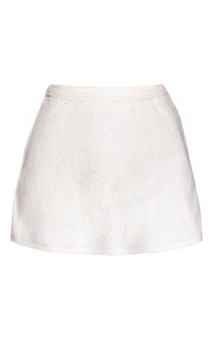 Crème Haut En Maille À Manches Courtes Petite