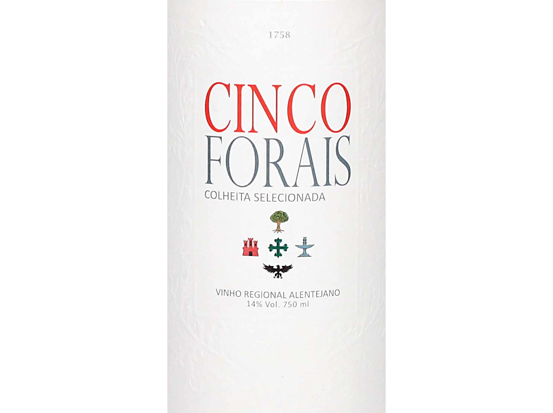VINHO TINTO CINCO FORAIS ALENTEJO COLHEITA SELECIONADA 0.75L