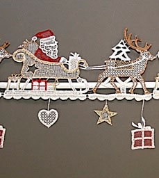 Stickereien Plauen Scheibengardine »Weihnachtsmann« Stangendurchzug 1 Stk. tlg. Fensterdekoration 