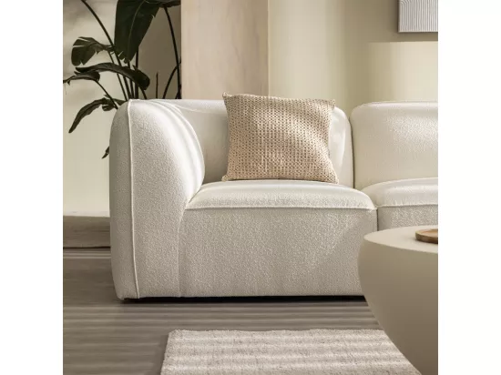 Noor - Chauffeuse pour canapé modulable en tissu bouclette - Écru