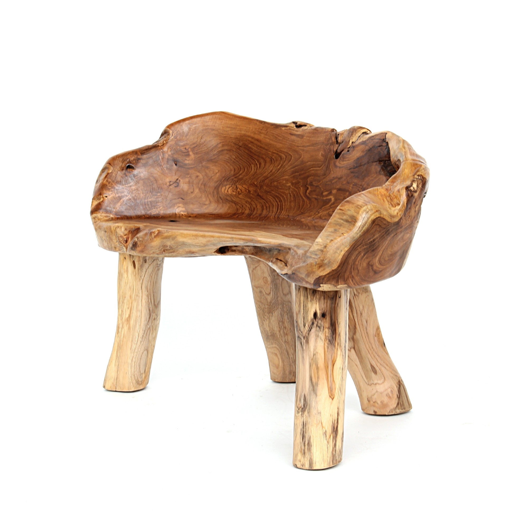 Massivholz-Bank aus Teakbaumwurzel, braun, T 60 cm, B 170 cm, H 90 cm von fischer's lagerhaus