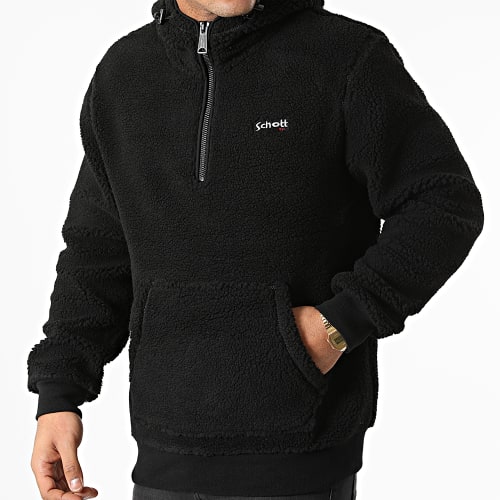 Veste Col Zippé Capuche Fourrure Polaire SWANDRIC1 Noir