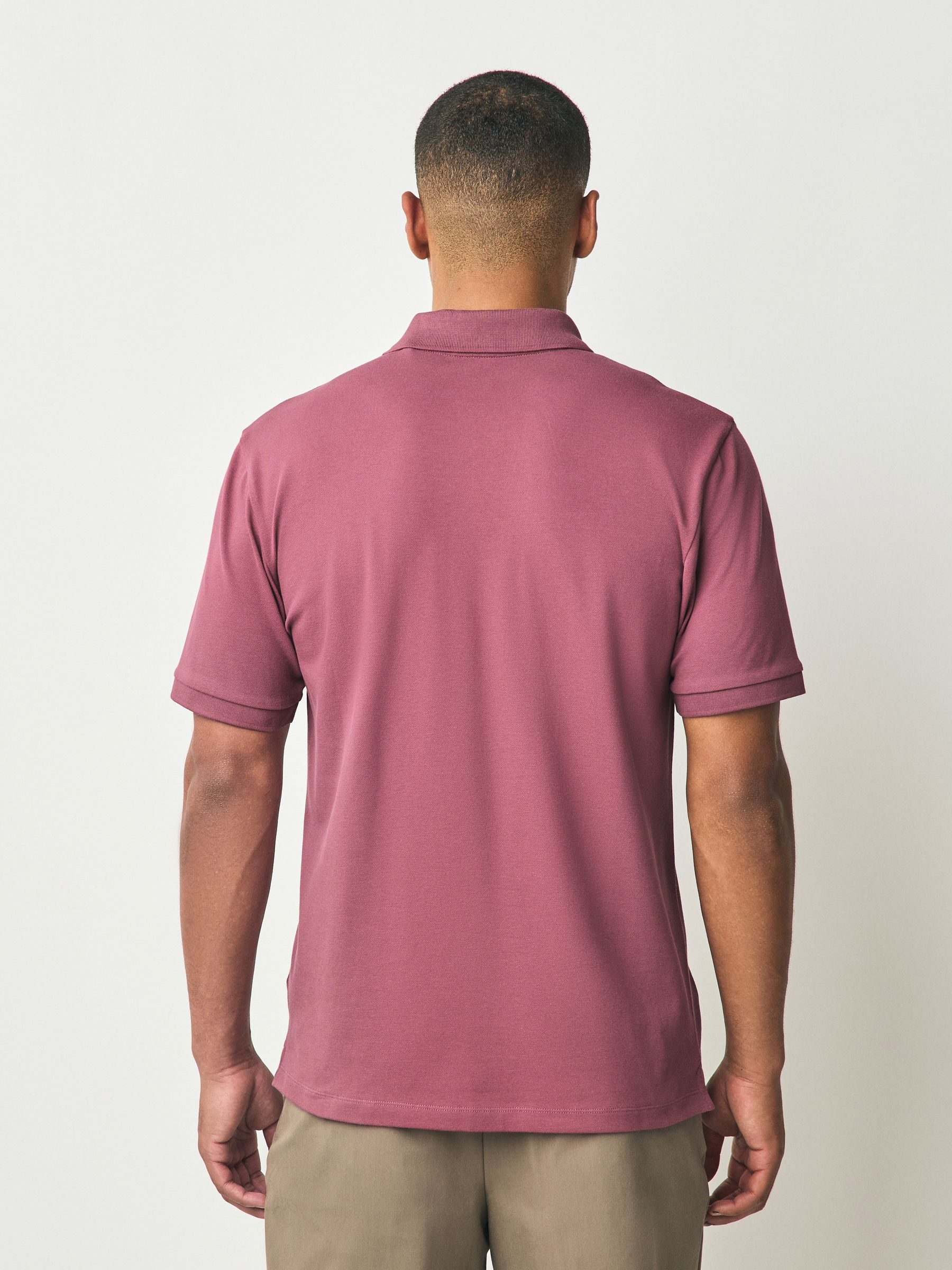 Damson roze - Normale Pasvorm - Long-Sleeve Pique Polo Shirt