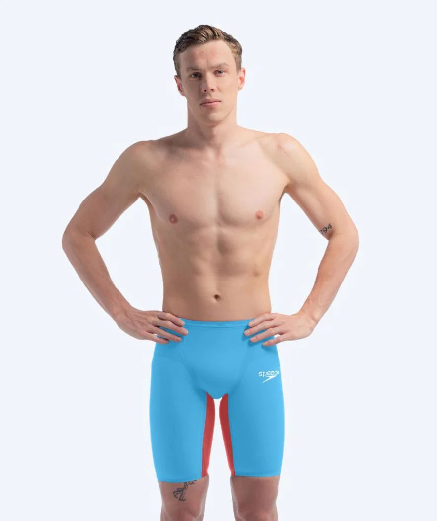 Speedo konkurrence badebukser til mænd - LZR Pure Valor 2.0 - Lyseblå/rød