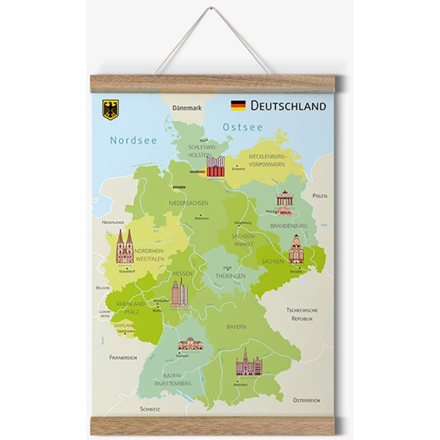 Nikima Poster Kinder Lernposter - Deutschland 2 - in 4 Größen bunt
