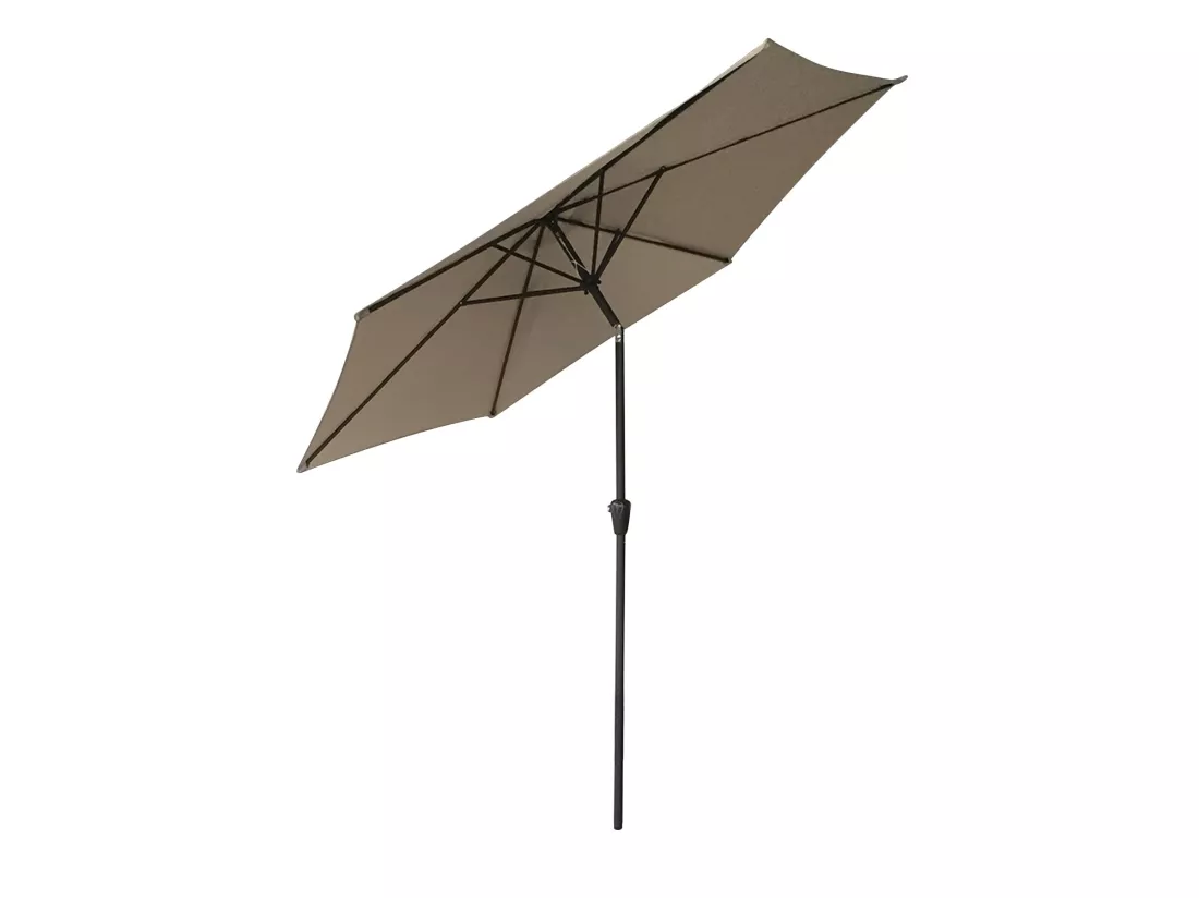 Parasol droit HAPUNA rond 2,70m de diamètre taupe - HAPPY GARDEN