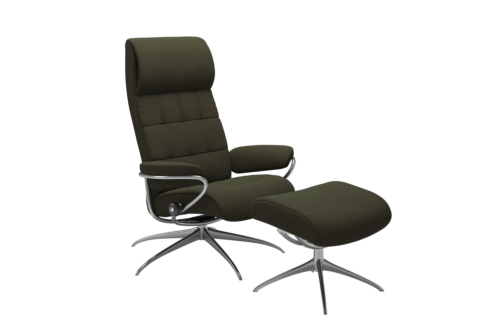 London lenestol m/krakk Tekstil Calido Green - Star - Chrome