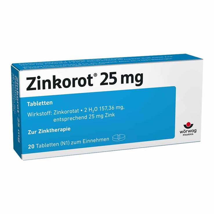 Zinkorot 25 mg hochdosierte Zink Tabletten, 20 St