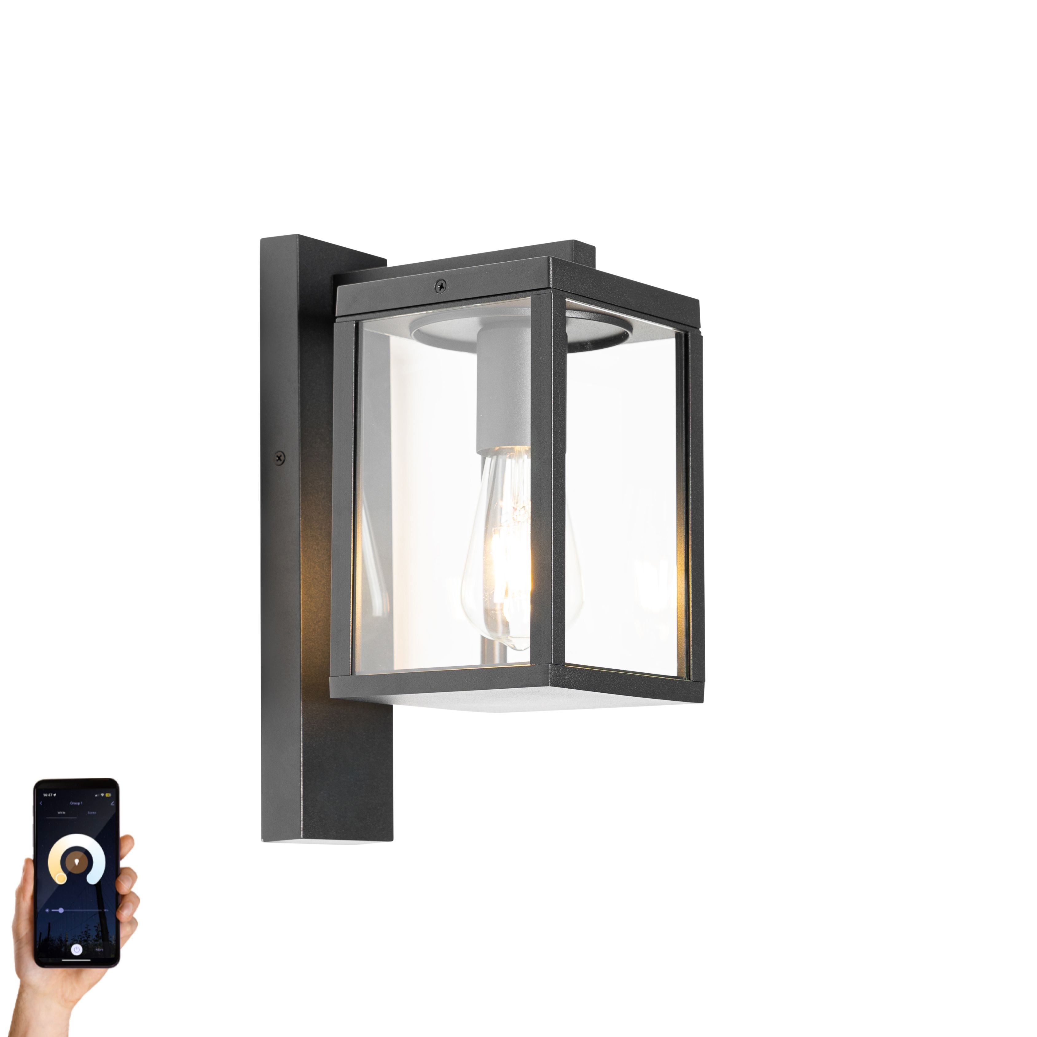 Smart buiten wandlantaarn zwart IP44 incl. Wifi ST64- Charlois