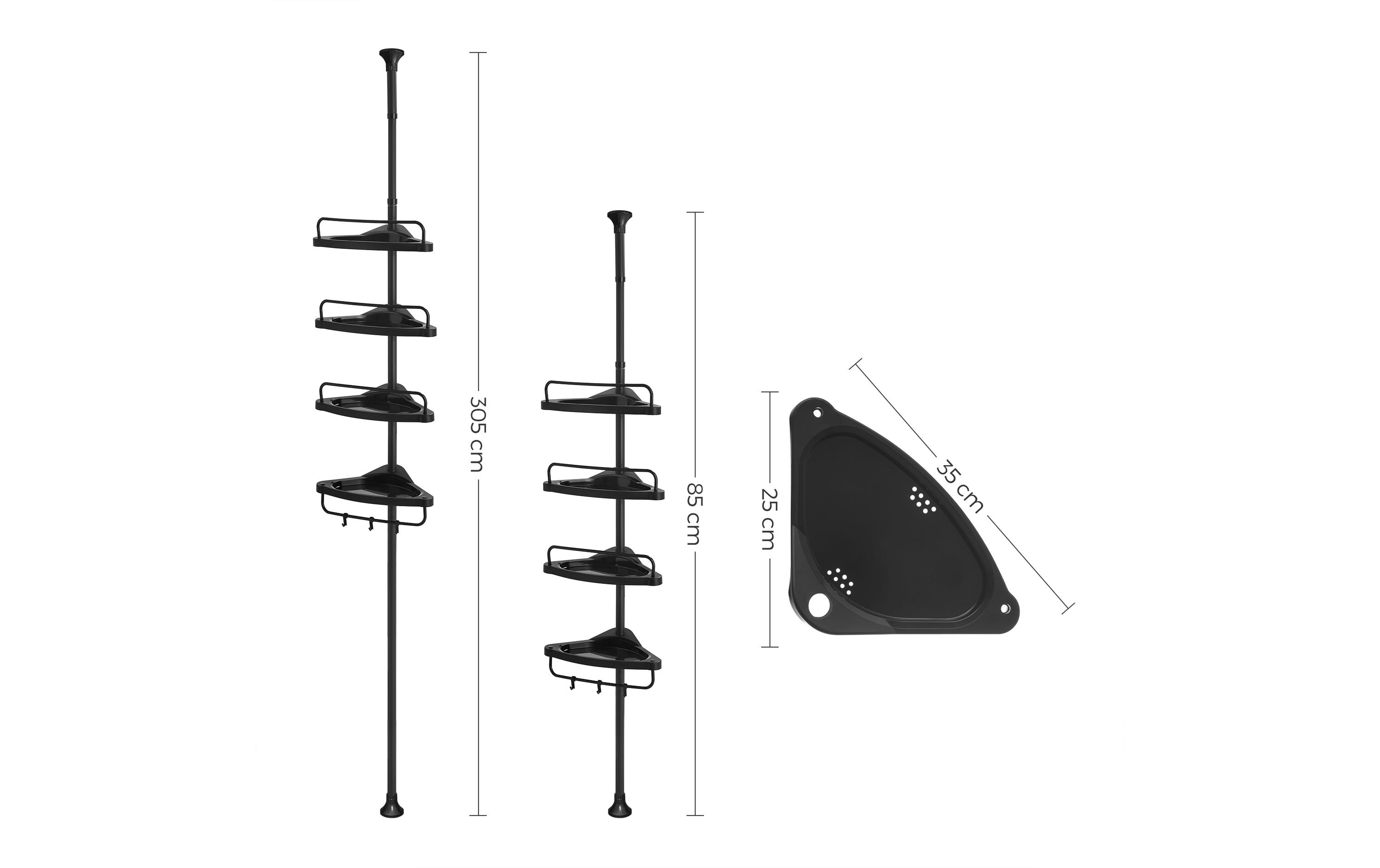 Duschmittelhalter 85-305 cm, SchwarzDuschregal