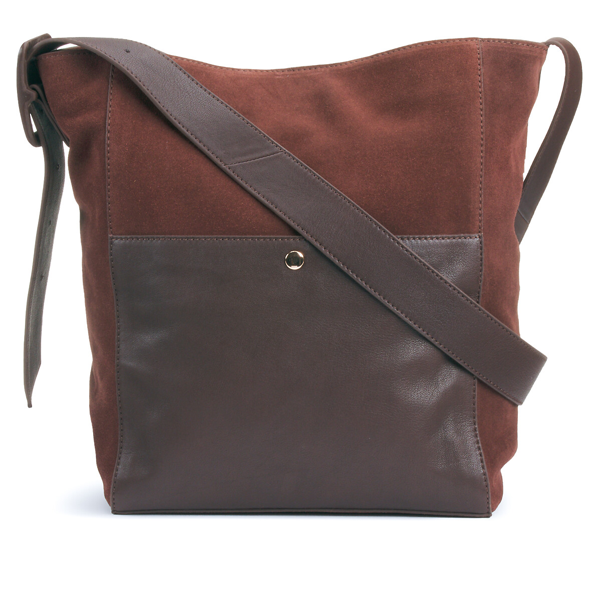 COLEÇÕES LA REDOUTE<br>Bolsa em couro macio, alça de ombro ajustável