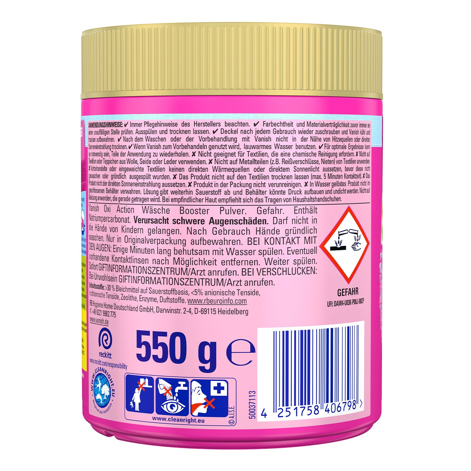 Vanish Oxi Action Booster Pulver 550 g, 6er Pack