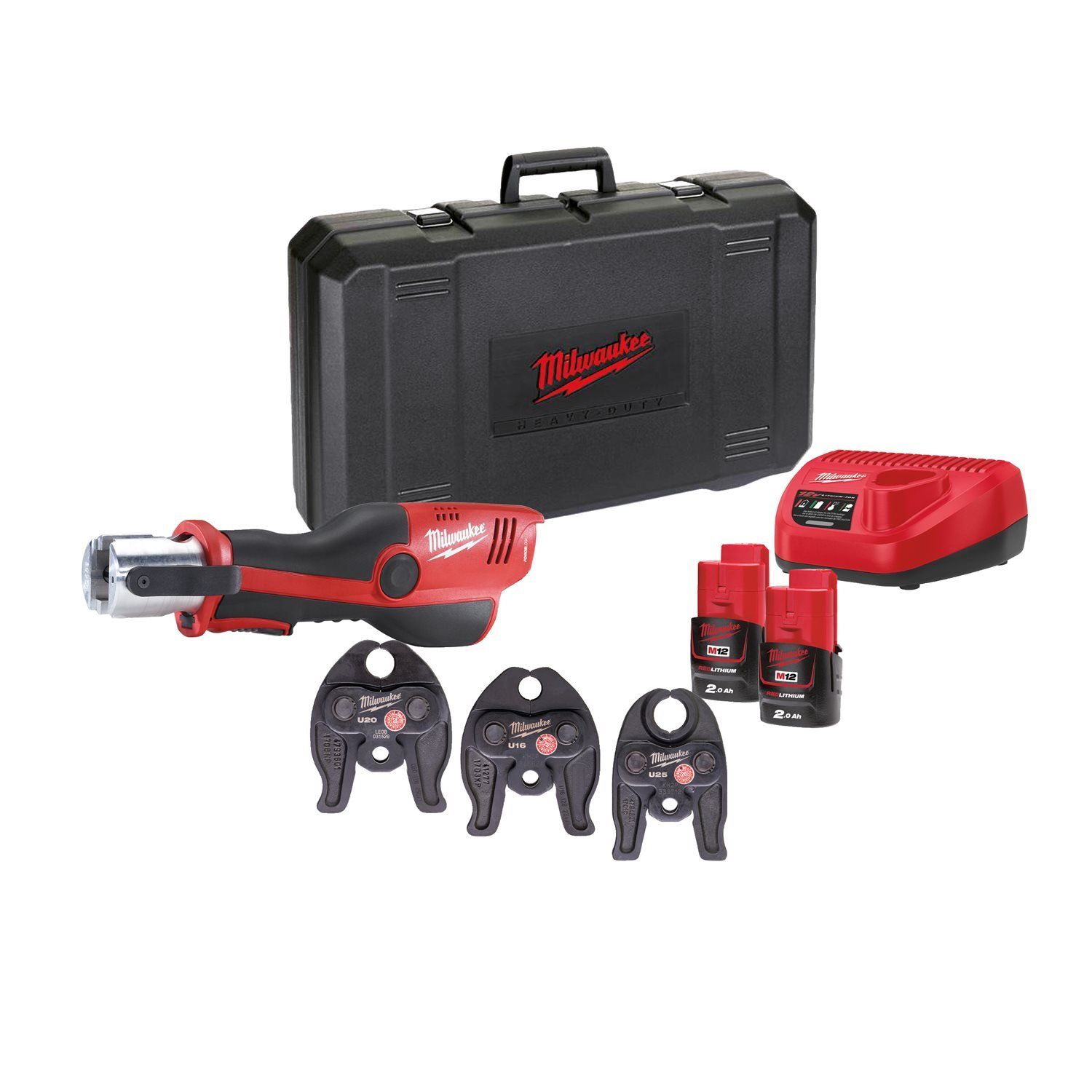 Milwaukee M12 HPT-202C U-Set Accu hydraulische perstool 12V 2.0Ah in koffer - 4933443110