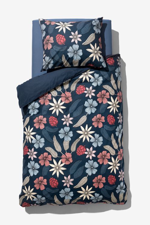 housse de couette en coton doux 140x200/220 fleurs bleu