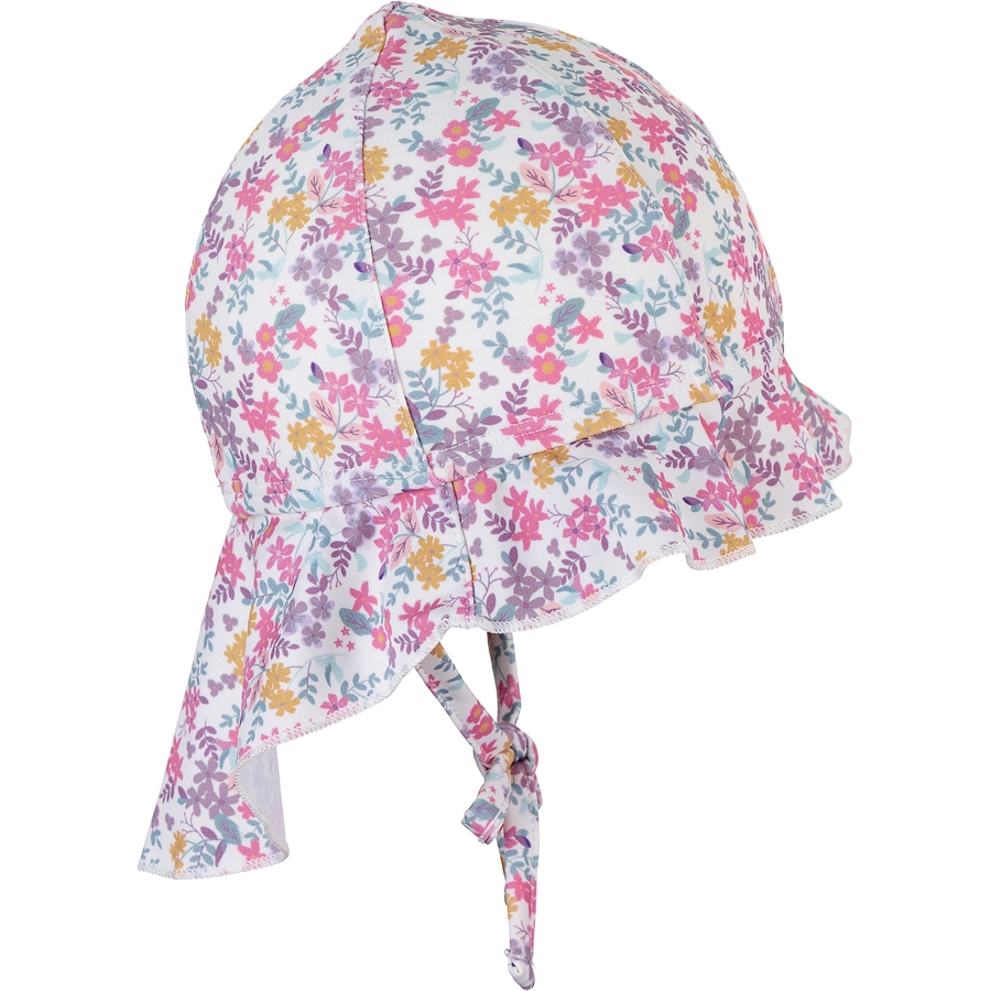 Sterntaler Schirmmütze mit Nackenschutz Blümchen ecru