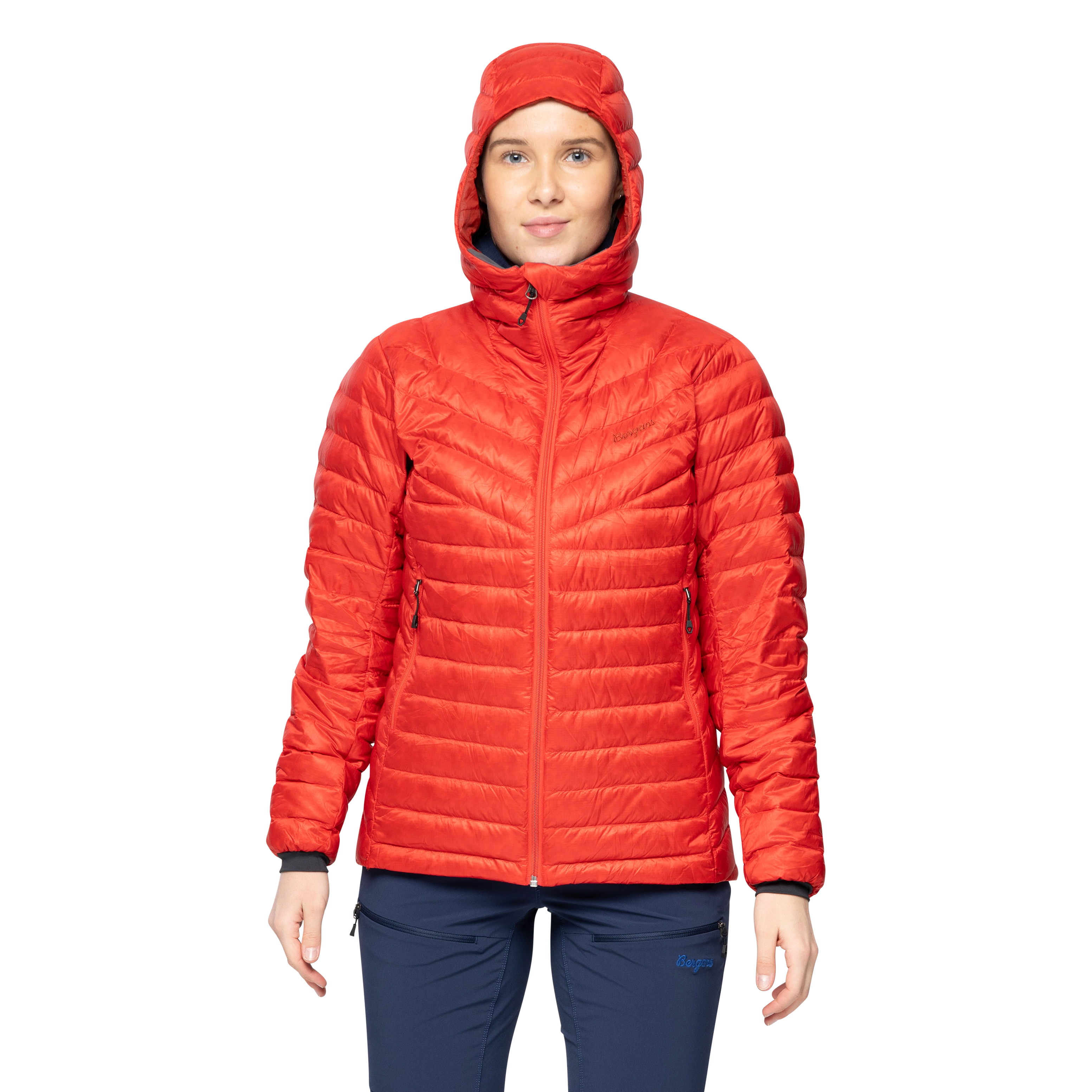 Rabot Light Down Jacket Hood Women FireRed