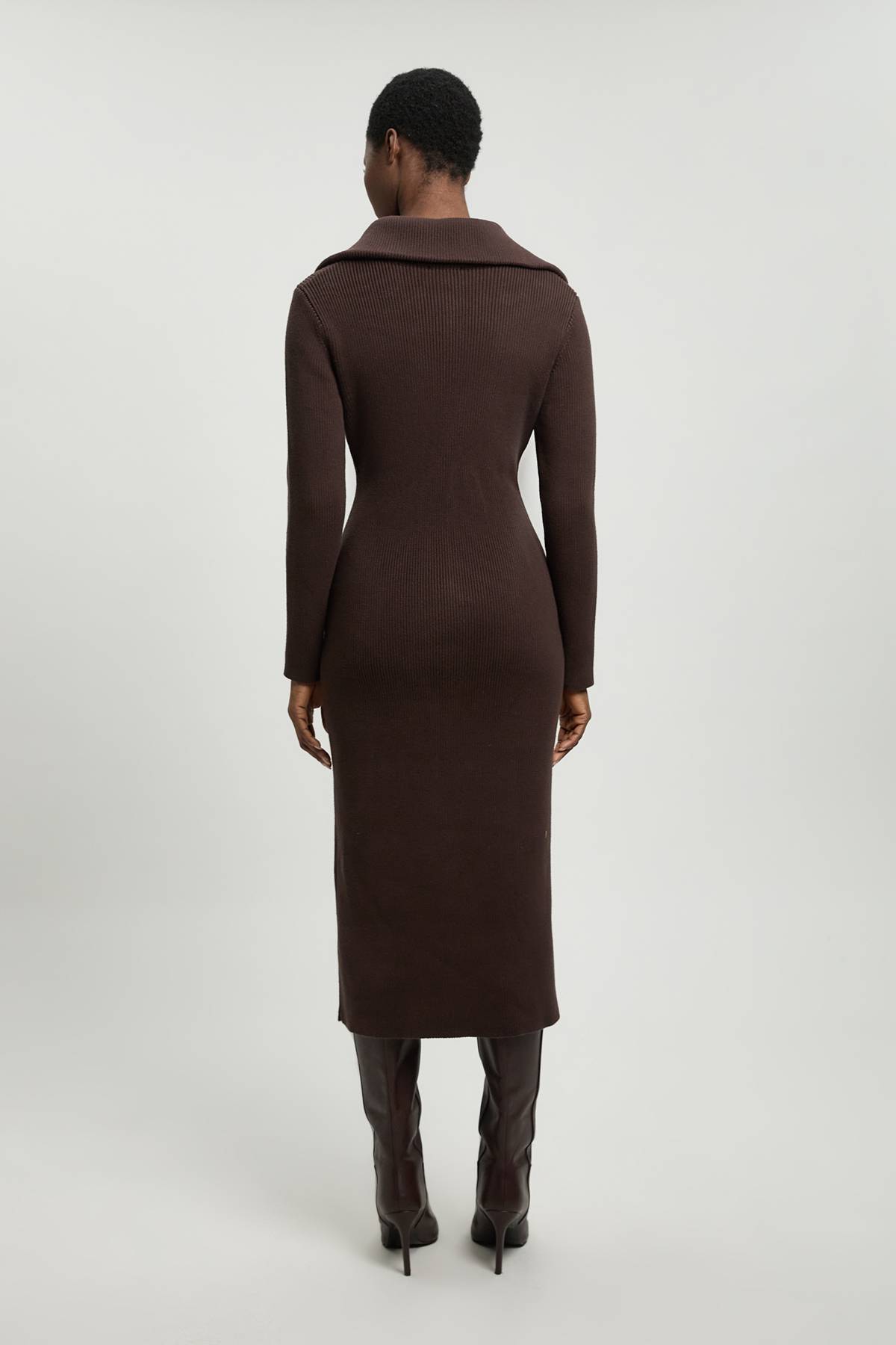 KarenMillen Robe Midi Tricotée En Coton Avec Col Zippé