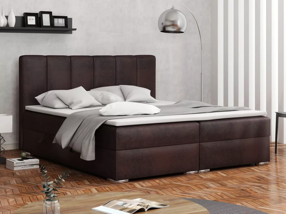 LIT BOXSPRING avec coffres Provo 180x200 cm, Gobi 04 (Brun foncé)