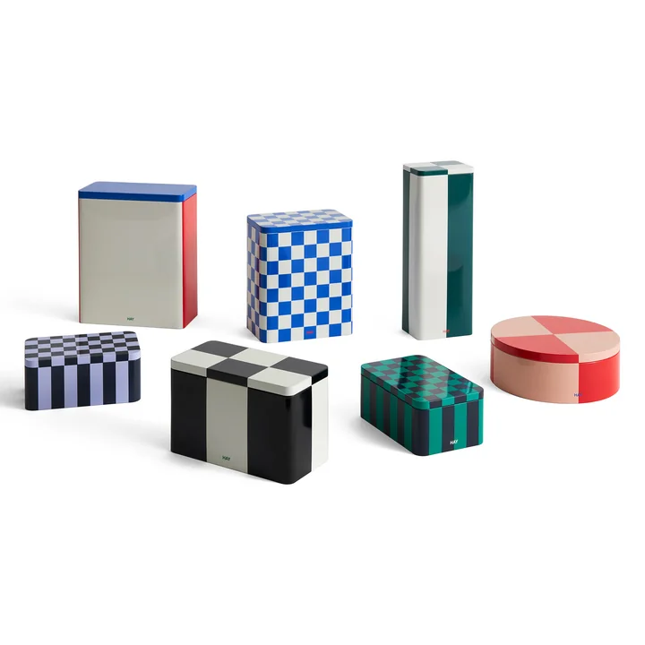 HAY - Tin Container L, blau / off-white