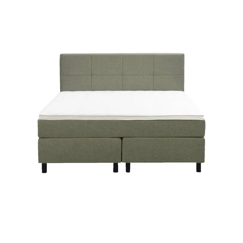 Boxspring Liv geblokt - groen - 140x200 cm - ronde poot