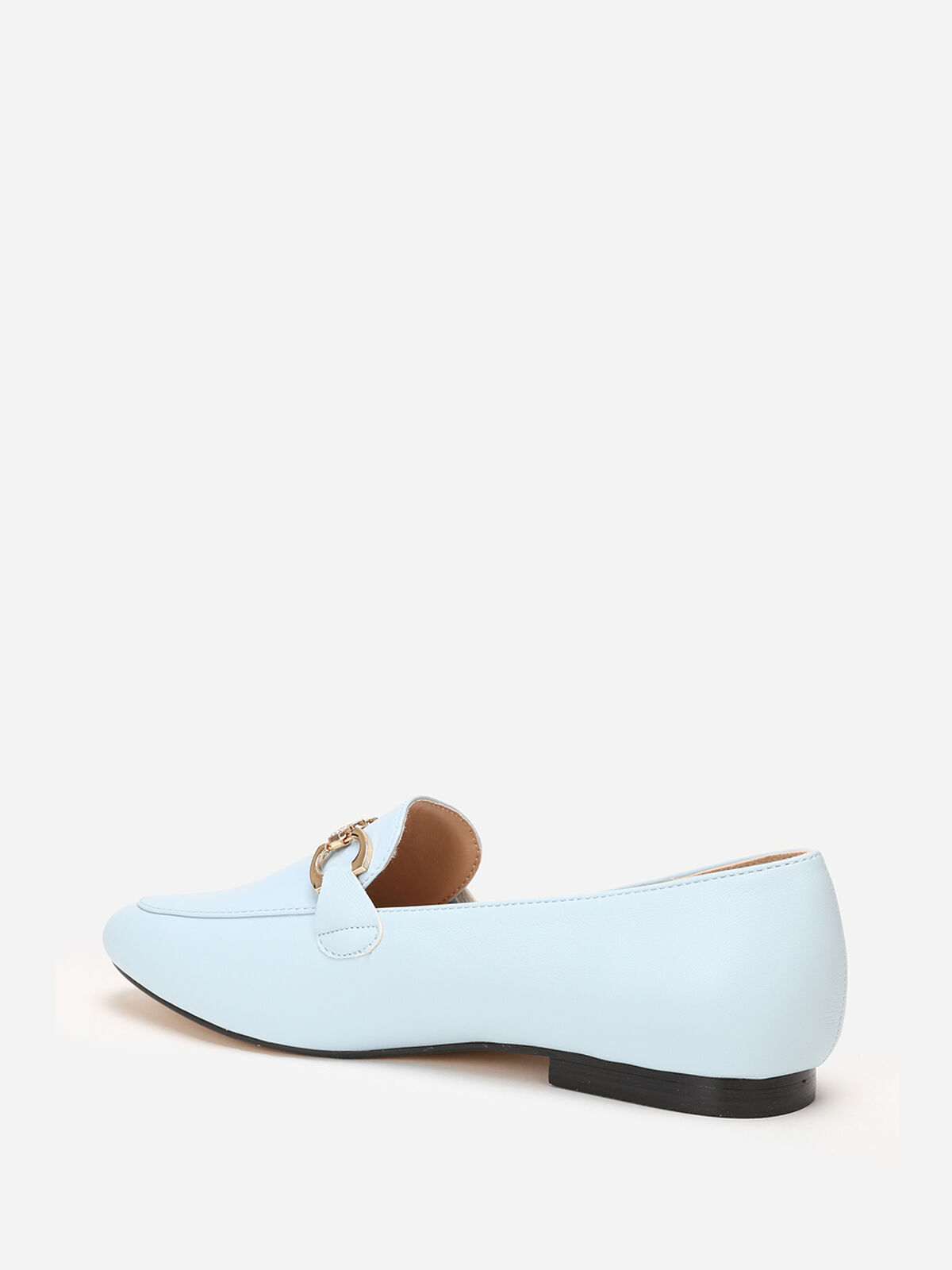 Mocassins à bride chaîne et strass- Bleu clair