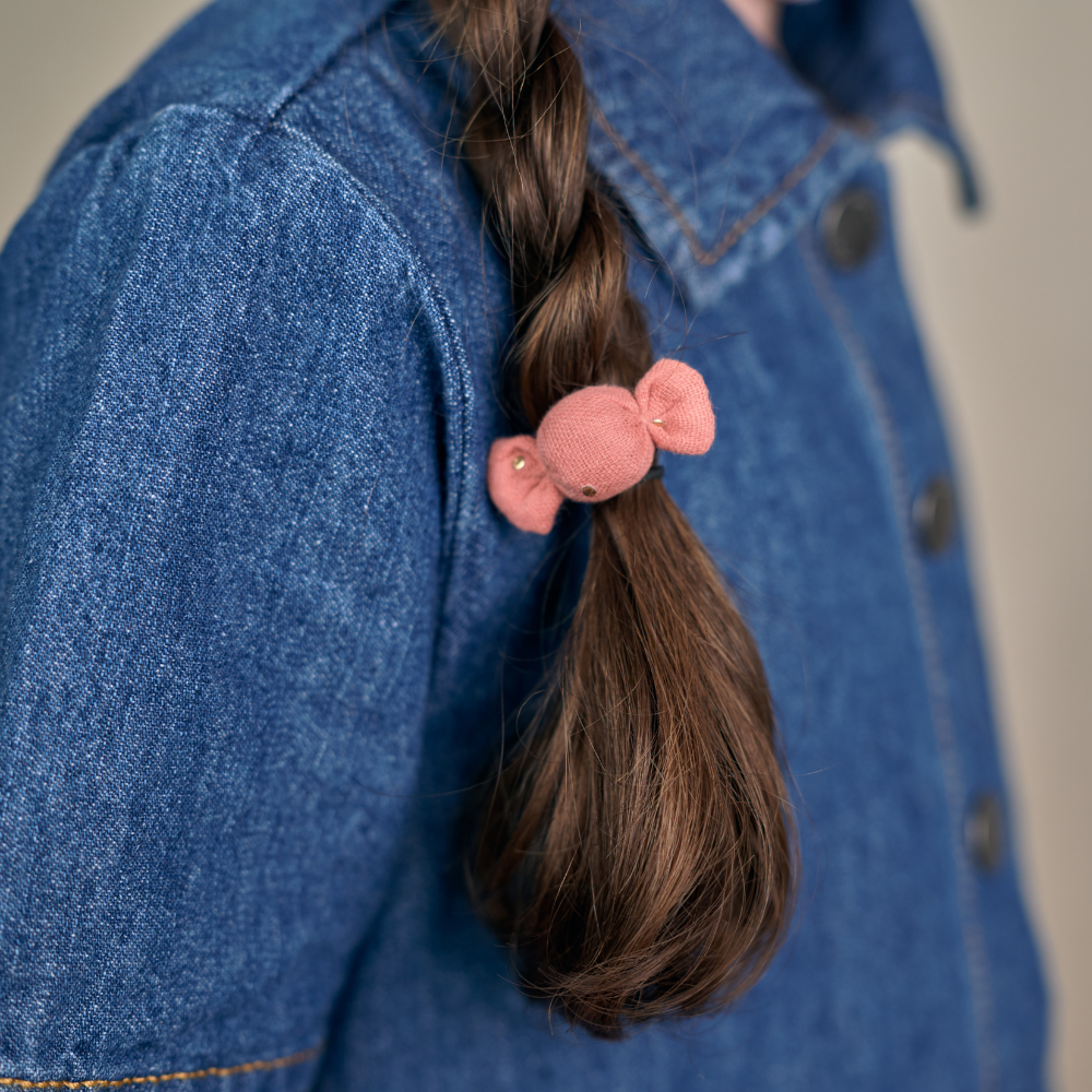 Petite Barrette Mini Bonbon Gaze Pois Or Rose Blush
