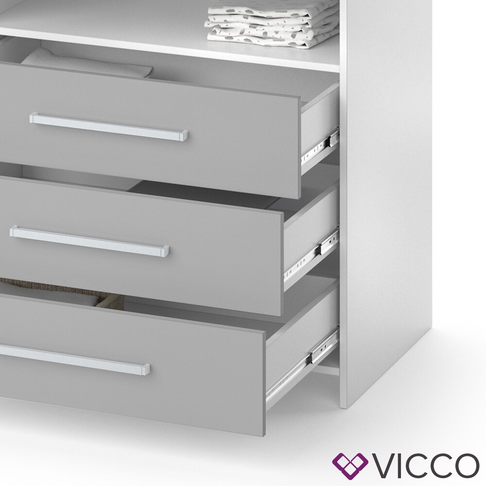 VICCO Wickelkommode OSKAR weiß grau Wickelregal Babymöbel Kommode Wickeltisch