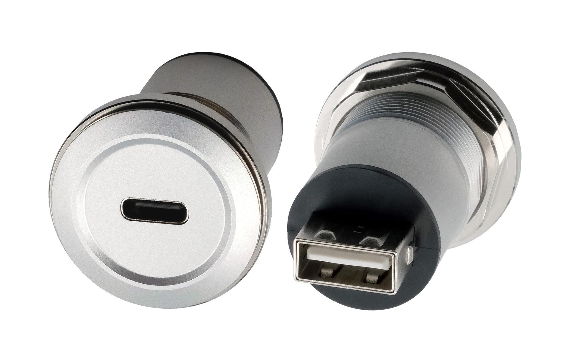 USB 2.0 Adapter Metall USB-C Buchse - USB-A BuchseEinbau-Adapter Metall USB-C Buchse zu USB-A Buchse, USB 2.0