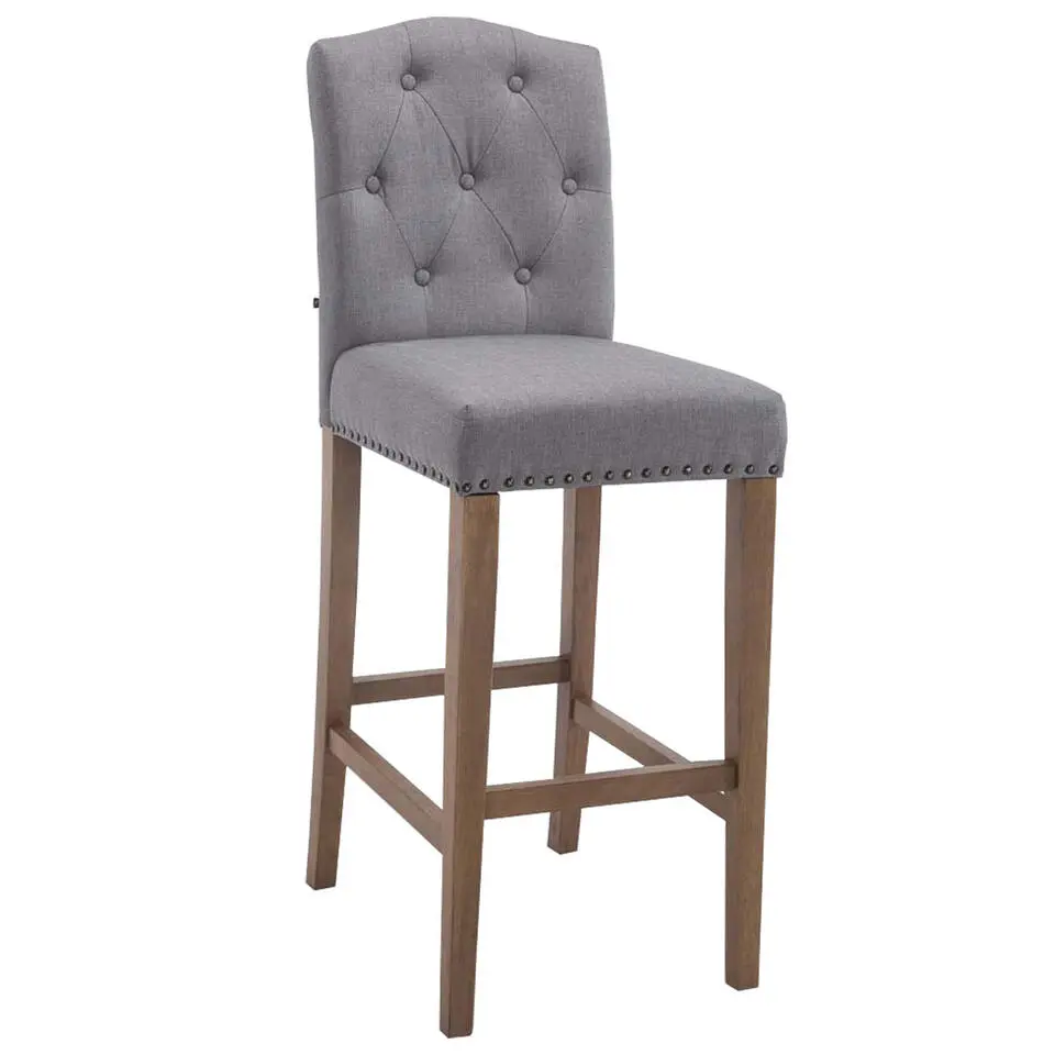 CLP Barkruk Louise antiek licht Frame - Stof - licht grijs