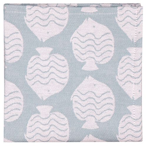 torchon 65x65 coton bleu clair poissons