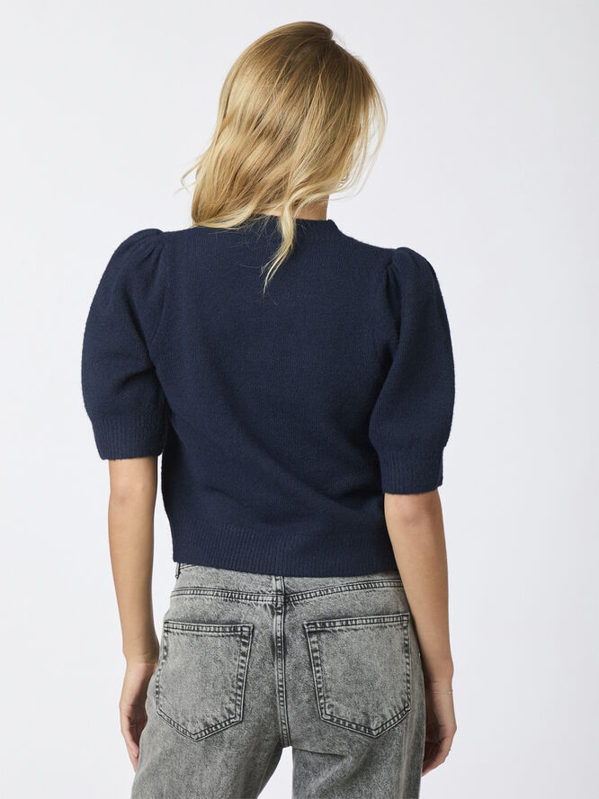 Neo Noir Trudy Embroidery Knit Cardigan Navy
