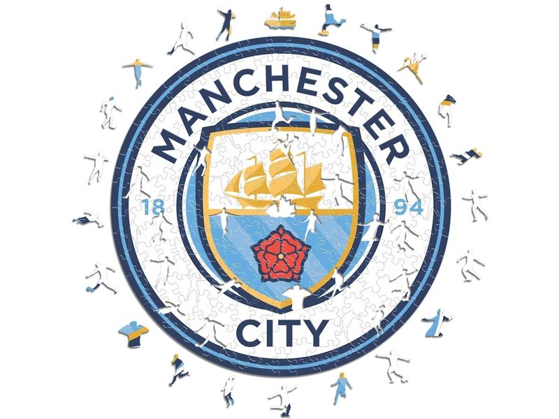 Iconic Puzzle Man City FC – Logo Offiziell lizenziertes Holzpuzzle, Grösse M