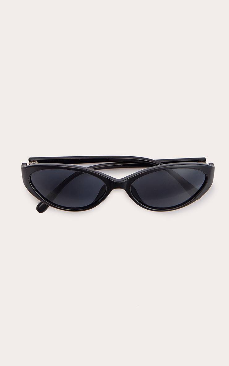 Noir Lunettes De Soleil Ovales Œil-de-chat À Monture Fine