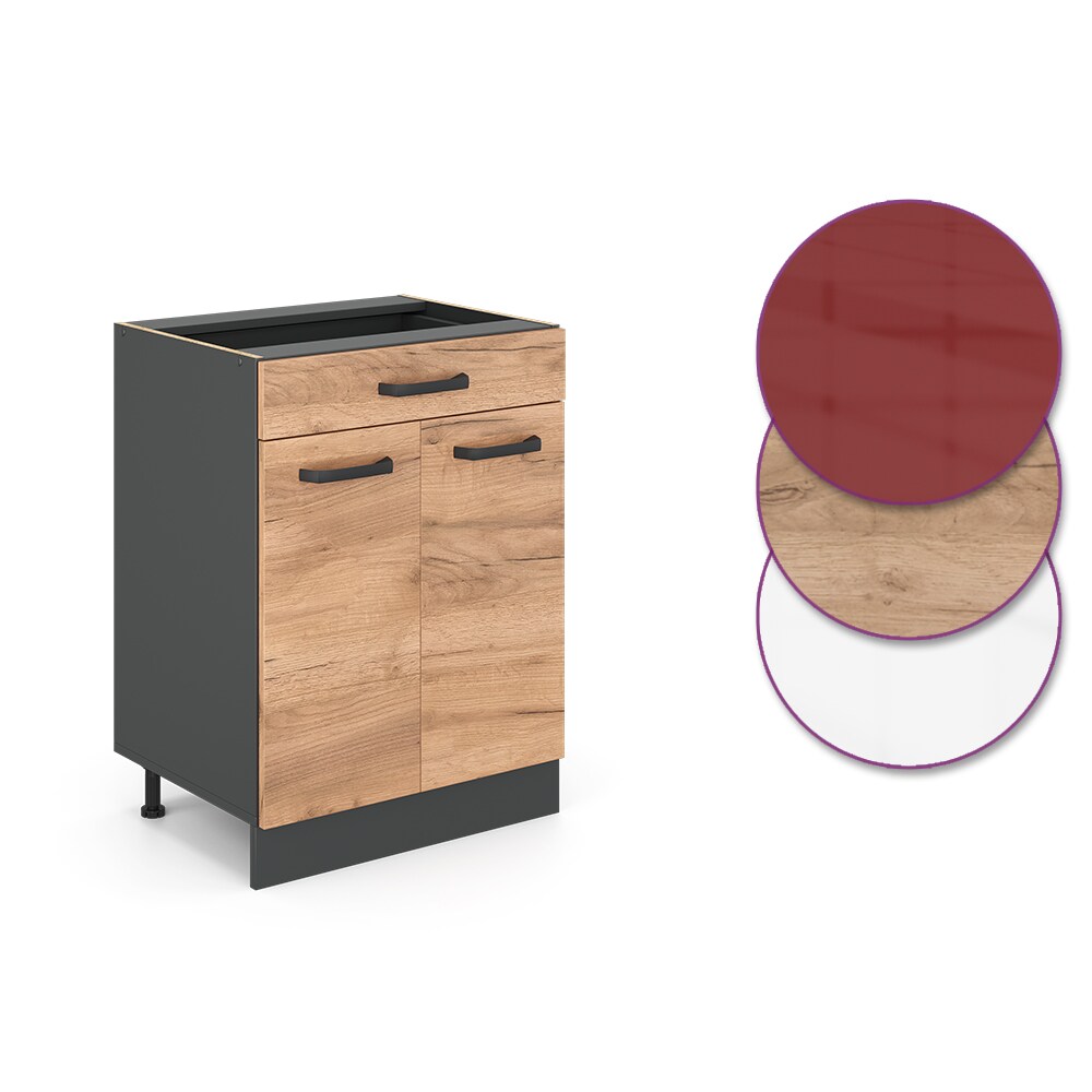VICCO Küchenschrank Unterschrank Schubunterschrank 60 cm R-Line Anthrazit