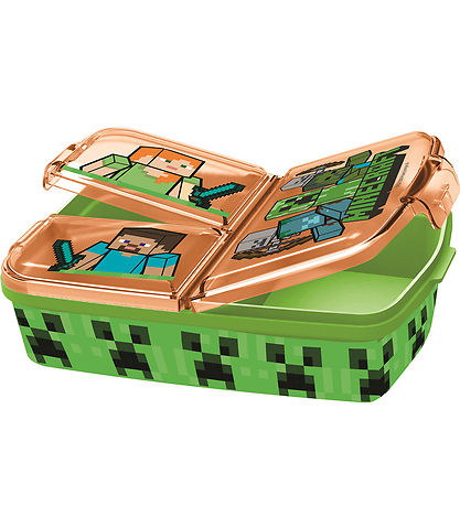 Minecraft Madkasse - 3 Rum - 18x13x5,5 cm -  Grøn/Orange