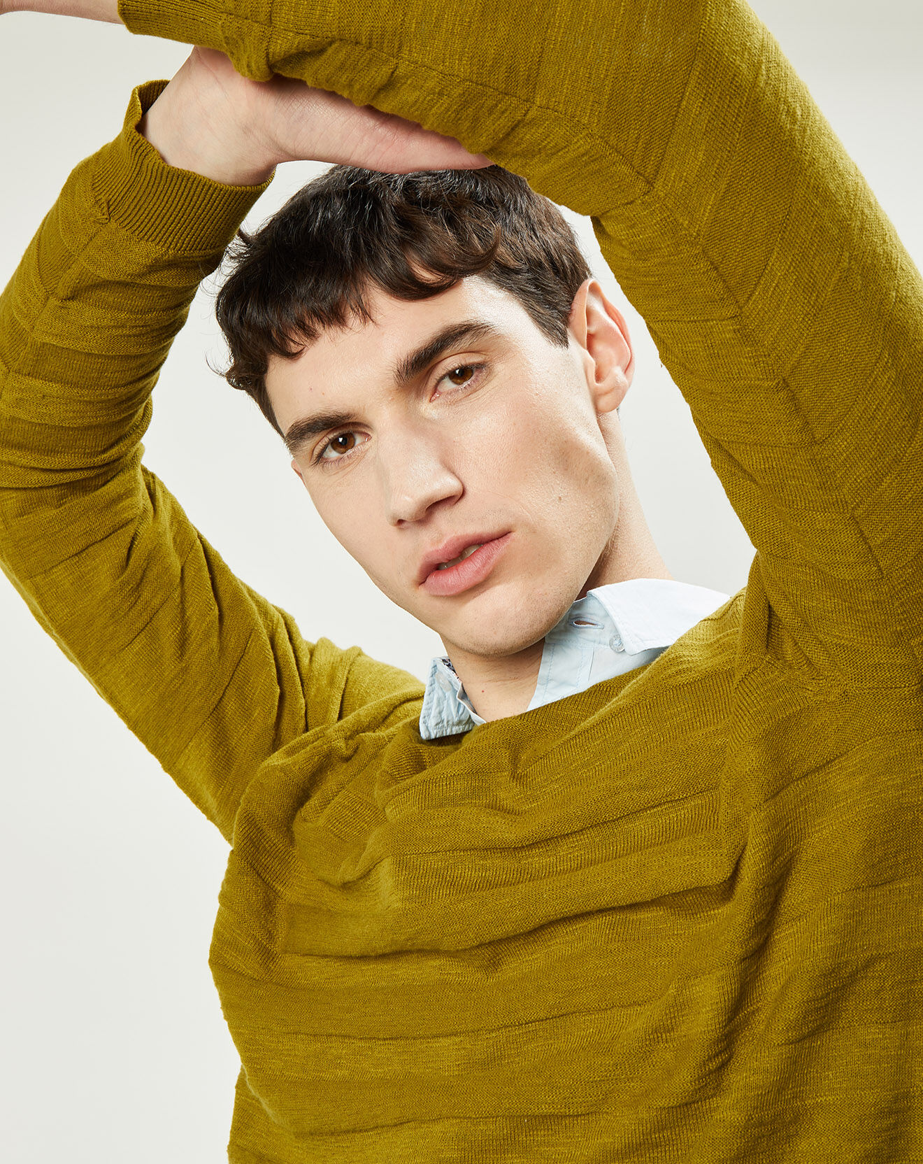 Harris Wilson Pull Orio rayures texturées olive