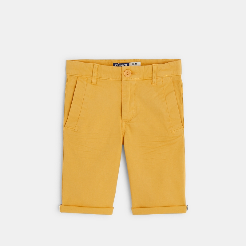 Bermuda slim en toile unie jaune garçon
