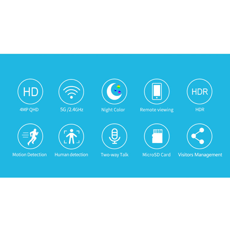 (4MP) 2.4/5GHz WiFi IP PTZ Kamera HD 1080p mit IR LED Nachtsichtfunktion / Bewegungserkennung / AP / Audio / Micro SD Slot (iOS/Android)
