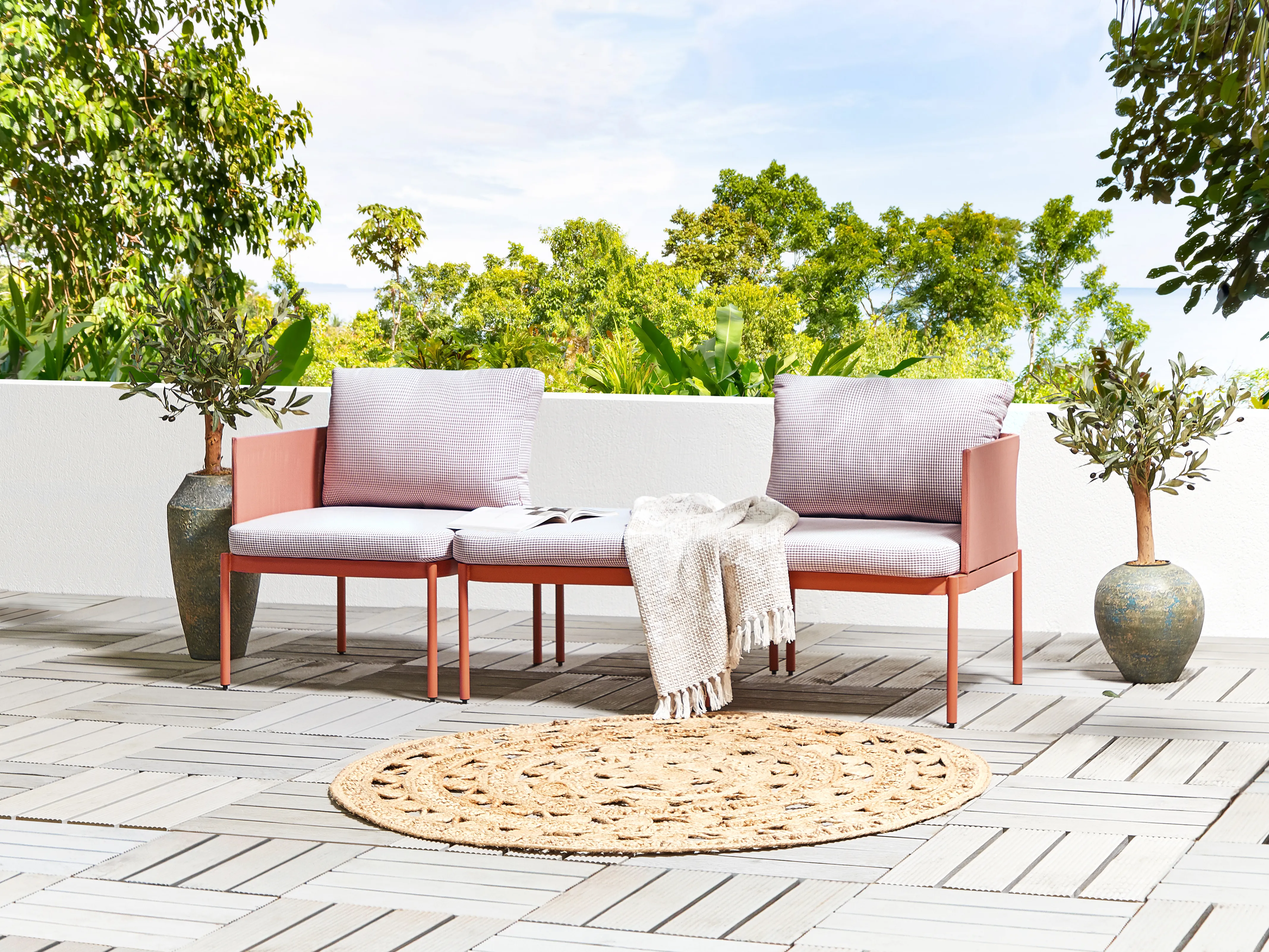 Loungeset met tafel 2-zits TERRACINA Metaal Oranje