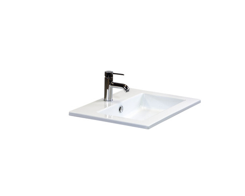 2-delige badkamermeubelset, enkele badkamermeubel Sanox Frozen 3D, BxHxD 61 x 42 x 46 cm, matzwart front, met witte keramische wastafel, 75739832